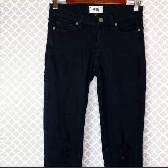EUC Paige Dice Black Destructed Verdugo Ankle Jean - Picture 3 of 12